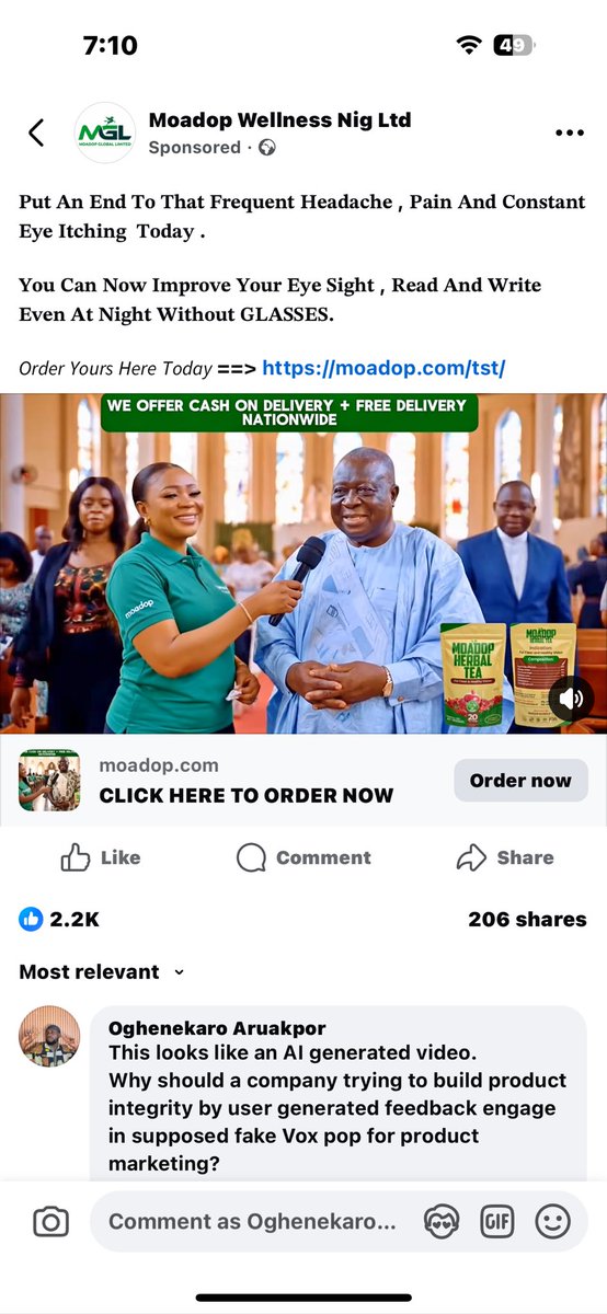 INSPIREwithKARO's tweet image. Just saw 2 fake health product reviews using AI-generated videos in less than 24hrs. Super convincing… until you really look. 👀

My people, shine your eyes.
Not every “miracle” online is real.

#AIBeware #ScamAlert #NigeriansBeWise