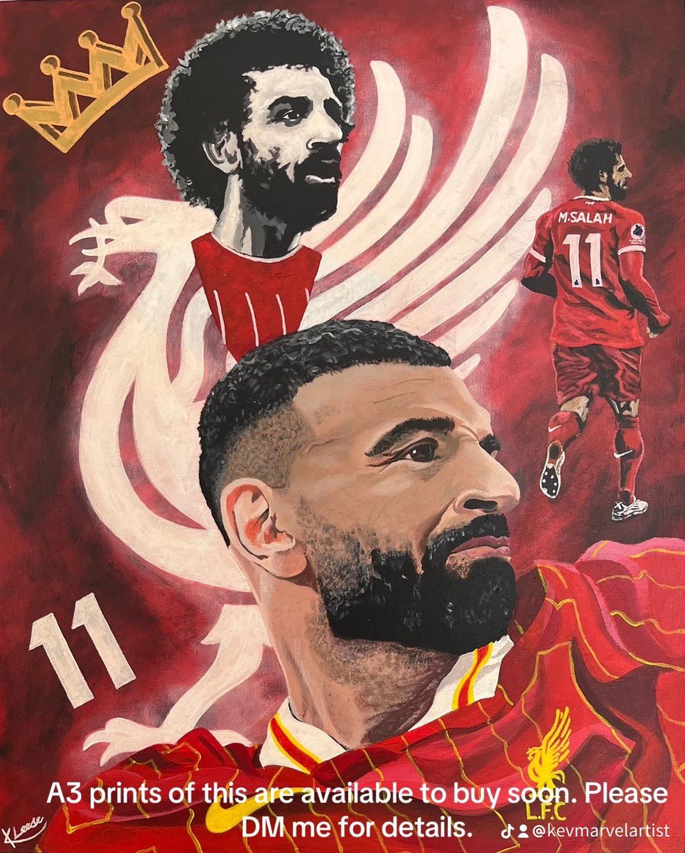 kevmarvel's tweet photo. @MoSalah My tribute to the Egyptian King. Acrylic painting on canvas. https://t.co/WClU7r3Wdn