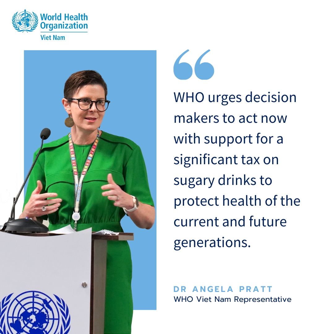 It's time for a tax on sugary drinks. Why?

❗️ People in #VietNam 🇻🇳are drinking more sugary drinks every year. In 2023, people drank 4⃣ times as many as in 2009! On average, 70 litres a year!

‼️ Regularly drinking sugary drinks increases the risk of diseases like type 2