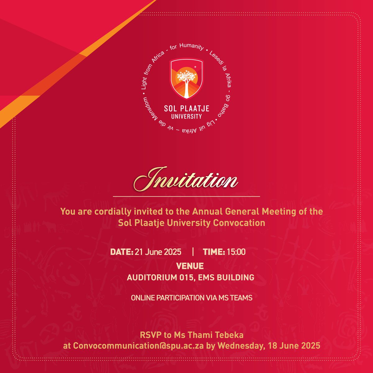 SPU’s CONVOCATION EXECUTIVE COMMITTEE TO HOST ANNUAL GENERAL MEETING

SPU Convocation Executive Committee invites all SPU Alumni to the 2025 Annual General Meeting (AGM), taking place on Saturday, 21 June 2025. This gathering offers a valuable opportunity to reconnect, reflect on