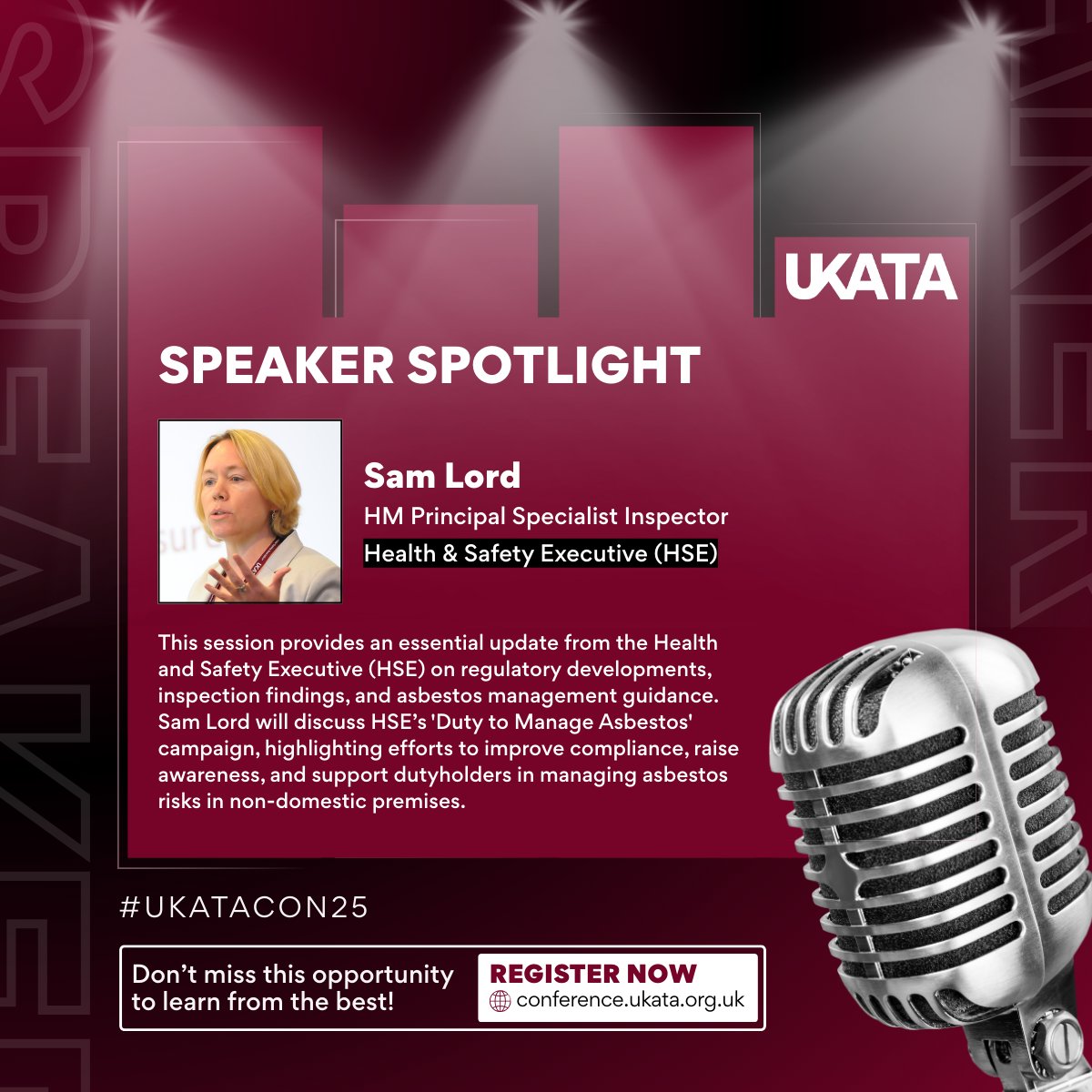 UKATA (@ukata_official) on Twitter photo 🔊 Speaker Announcement #UKATACON25
We’re pleased to confirm the speakers in Session 4: Safety, Education and Regulatory Updates at The UKATA Asbestos Conference 2025.
Adam Harding (UKATA), Sam Collins <a href="/BOHSworld/">The British Occupational Hygiene Society</a> & Colette Willoughby (NORAC) will explore collaborative efforts 🔊 Speaker Announcement #UKATACON25
We’re pleased to confirm the speakers in Session 4: Safety, Education and Regulatory Updates at The UKATA Asbestos Conference 2025.
Adam Harding (UKATA), Sam Collins <a href="/BOHSworld/">The British Occupational Hygiene Society</a> & Colette Willoughby (NORAC) will explore collaborative efforts