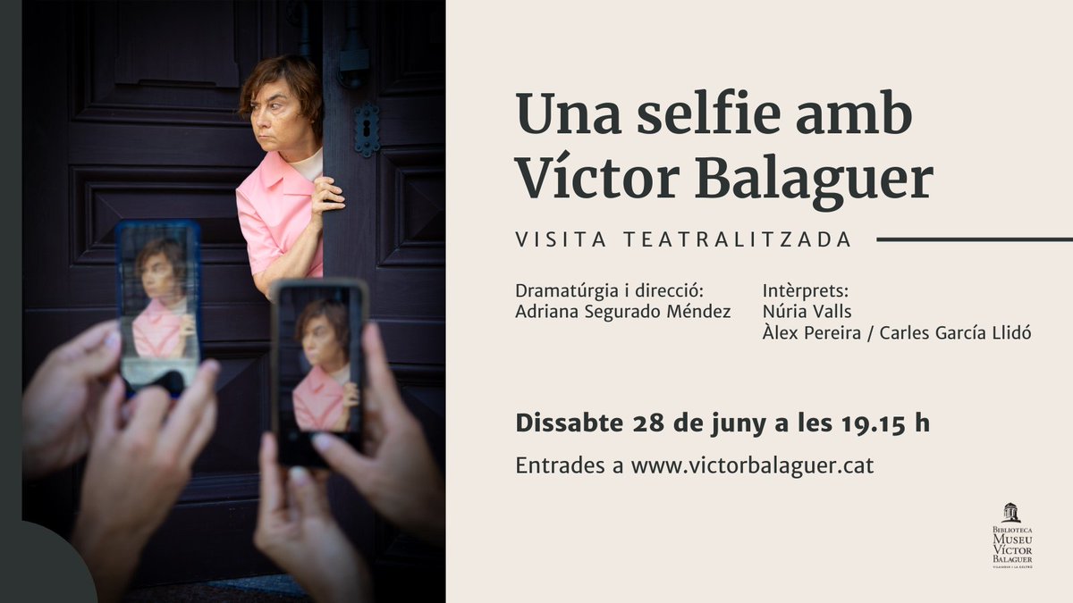 #Agenda Últimes entrades disponibles per a la visita teatralitzada "Una selfie amb Víctor Balaguer"! 🎭🏛️
📆 Dissabte 28 de juny a les 19.15 h
👉 victorbalaguer.cat/comprar/visita…