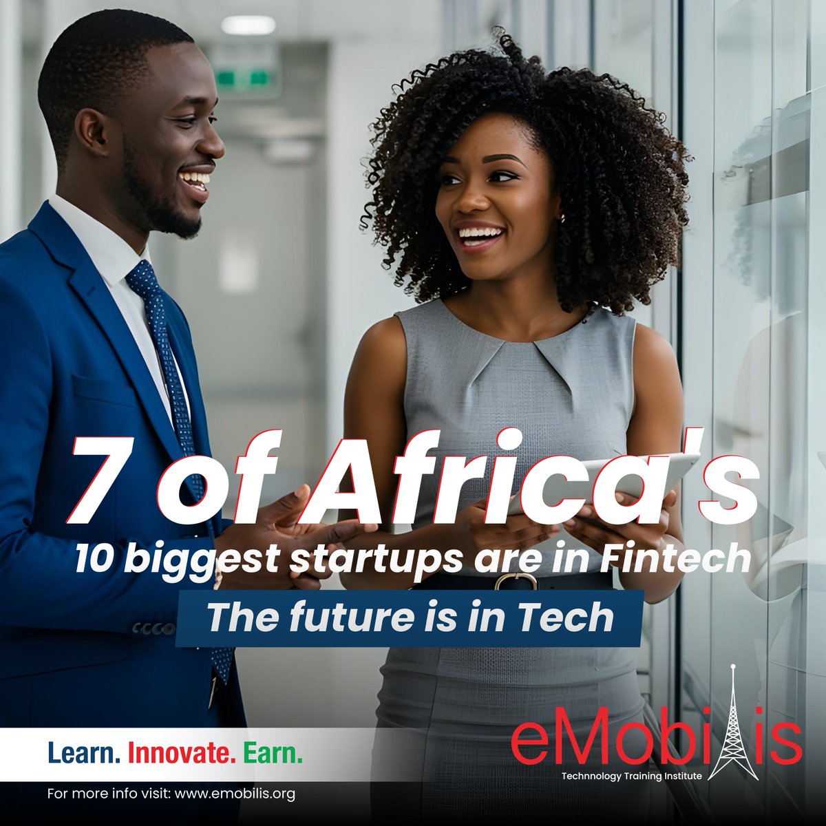 Africa’s startup valuations are soaring, with each of the top 9 startups worth over $1 billion.

That’s great news for Africa and even better news for YOU if you’ve got the skills to take advantage!​

The future of Africa is Tech and it needs you.​

#Tech #eMobilis