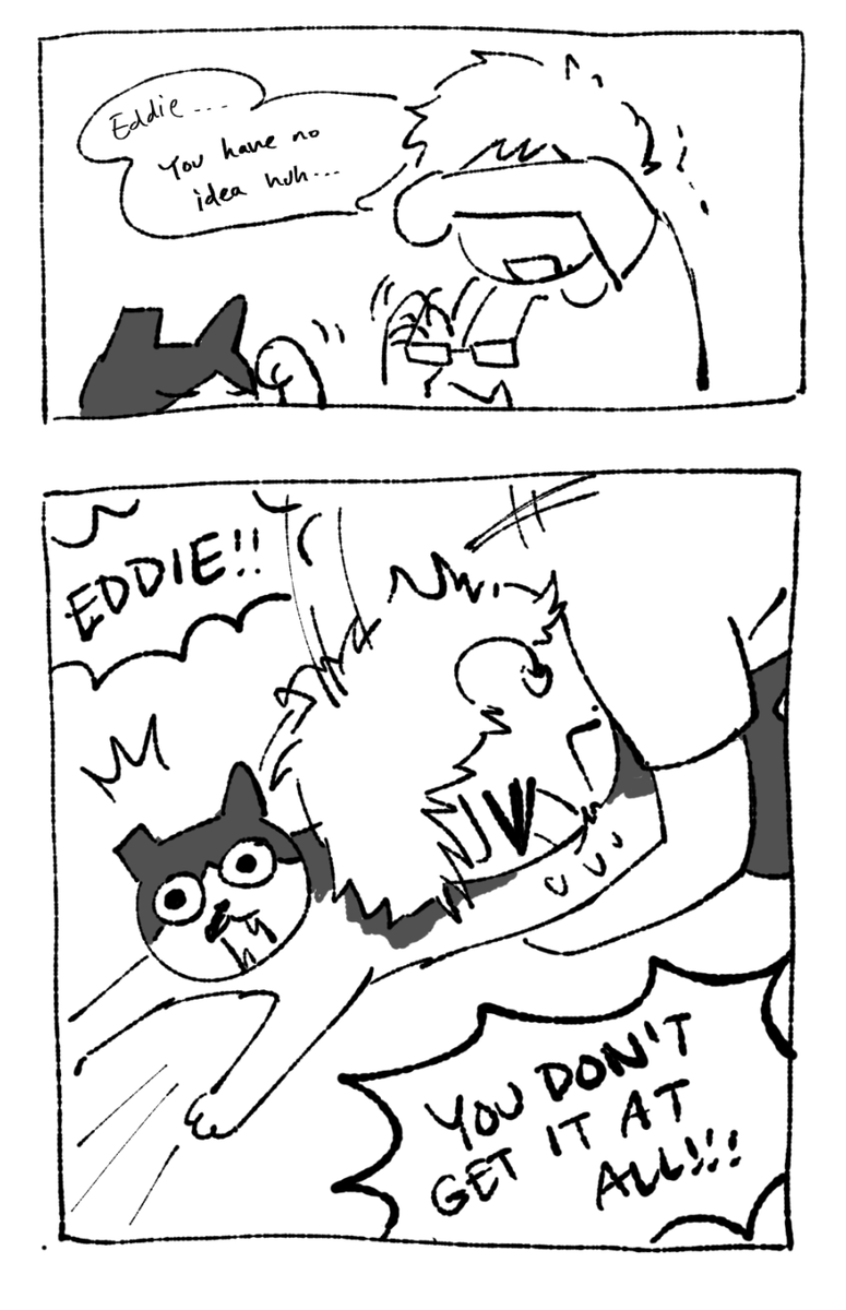 a little comic about my cat Eddie🥲 