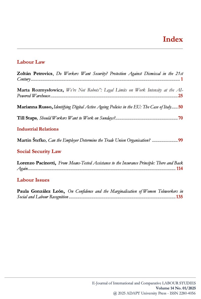 Future of Work - ADAPT (@adapt_bulletin) on Twitter photo 📢 Hot off the press! The E-Journal of International and Comparative Labour Studies, Vol. 14 No. 1 (2025) is officially out. 📚 Delve into cutting-edge research on global labour law & issues, industrial relations and social security ejcls.adapt.it/index.php/ejcl… via <a href="/ADAPT_Press/">ADAPTUniversityPress</a> 📢 Hot off the press! The E-Journal of International and Comparative Labour Studies, Vol. 14 No. 1 (2025) is officially out. 📚 Delve into cutting-edge research on global labour law & issues, industrial relations and social security ejcls.adapt.it/index.php/ejcl… via <a href="/ADAPT_Press/">ADAPTUniversityPress</a>