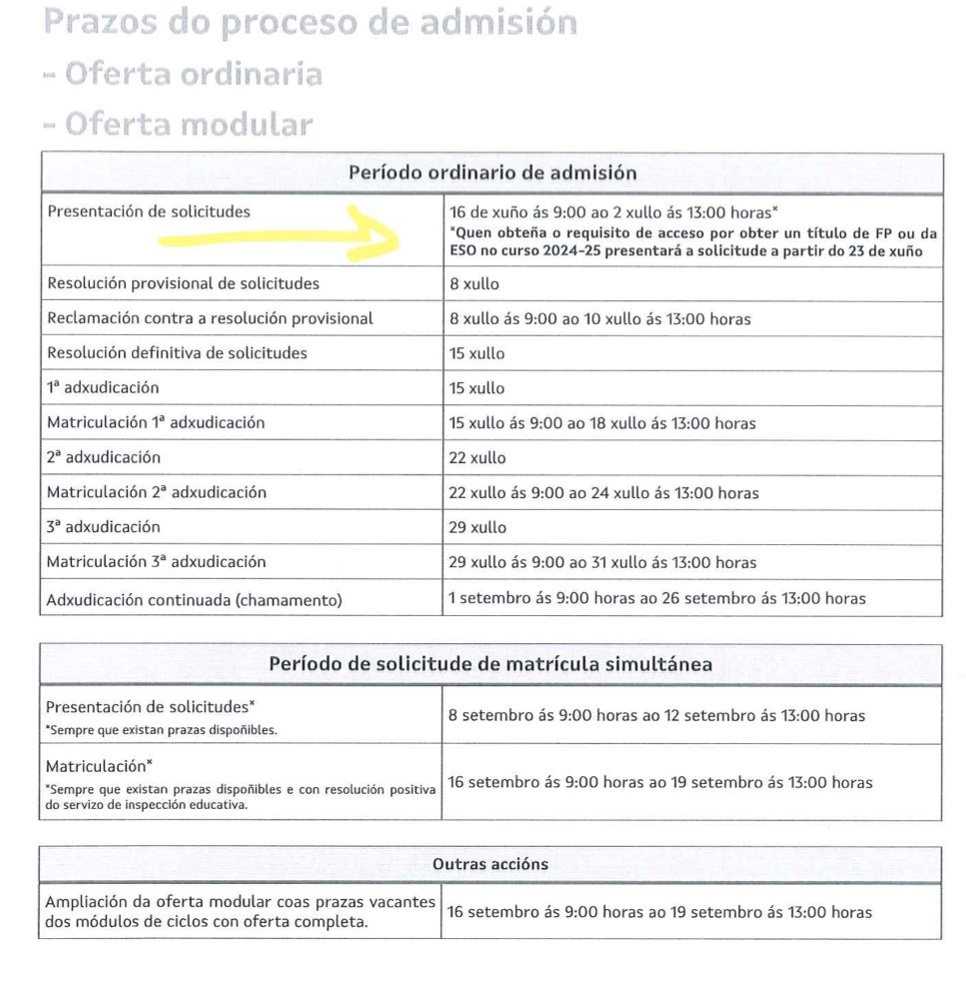 Hoxe escomenza o prazo para matricularse nos ciclos de FP edu.xunta.gal/fp/ven-fp Remata o 2 de xullo