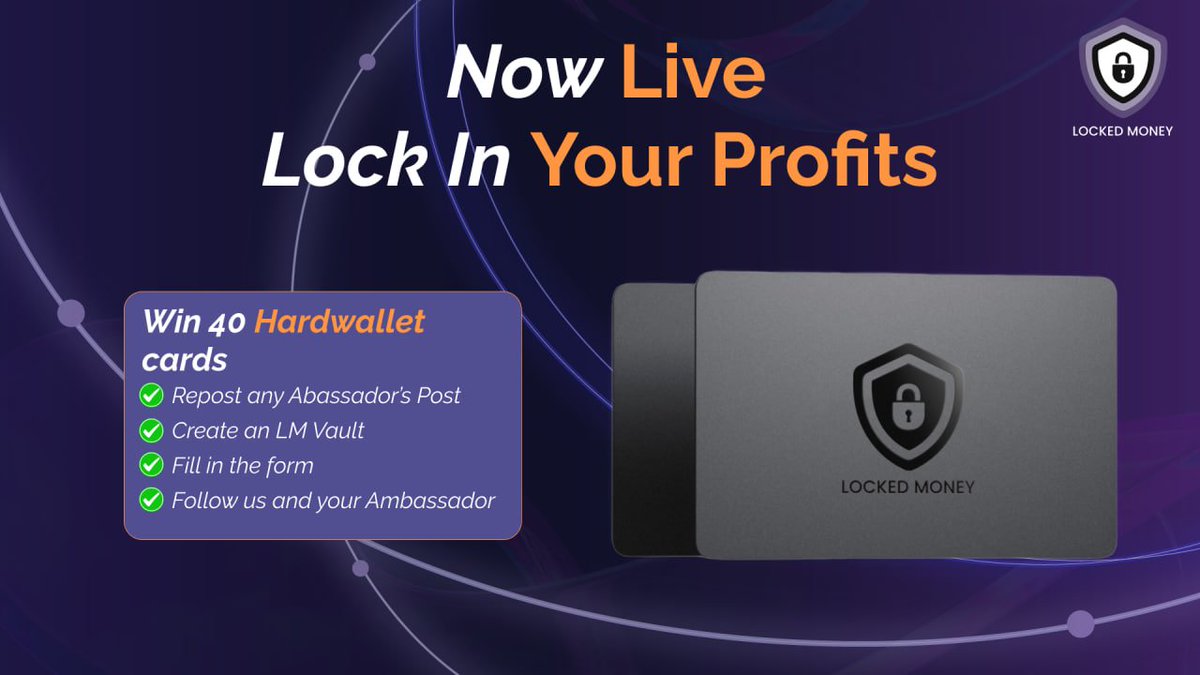 CryptoHungry (@cryptoohungry) on Twitter photo Most people don’t realize their wallet setup's kinda sketchy.
Hot wallets get drained.
Seed phrases get lost.
Even “secure” setups fail if you’re not careful.
That’s why I’m teaming up with <a href="/locked_money/">Locked Money</a> this week to bring you a smarter, safer way to do self-custody without the Most people don’t realize their wallet setup's kinda sketchy.
Hot wallets get drained.
Seed phrases get lost.
Even “secure” setups fail if you’re not careful.
That’s why I’m teaming up with <a href="/locked_money/">Locked Money</a> this week to bring you a smarter, safer way to do self-custody without the