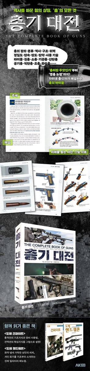 '총이란 무엇인가'부터 '명총 논평'까지!
과학적인 시점에 삽화와 사진을 더했다,
풍부한 자료로 해설하는 총의 모든 것!

#밀리터리 #밀덕 
『총기 대전 -총기의 구조부터 위력, 정밀도, 탄속, 탄도까지 해설!-』
구매처 안내➡️url.kr/srljv9