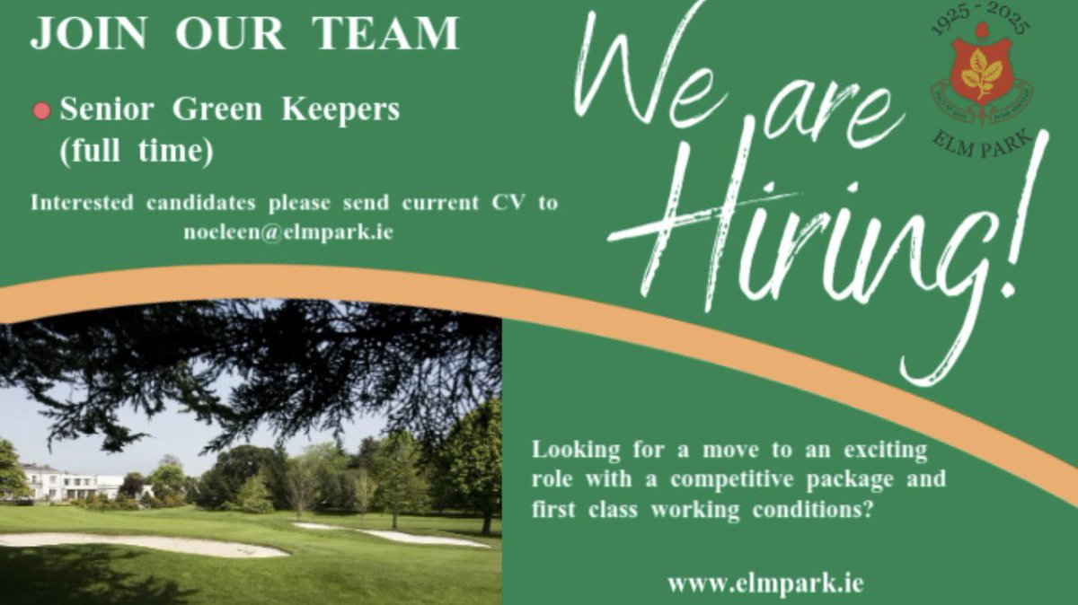 Elm Park Golf & Sports Club (@elmparkgolfclub) on Twitter photo Join our team!
<a href="/greenkeepingire/">GreenKeeping Ireland</a> <a href="/BIGGALtd/">British & International Golf Greenkeepers Assn.</a> #jobfairy #golfjobs #greenkeepingjobs Join our team!
<a href="/greenkeepingire/">GreenKeeping Ireland</a> <a href="/BIGGALtd/">British & International Golf Greenkeepers Assn.</a> #jobfairy #golfjobs #greenkeepingjobs