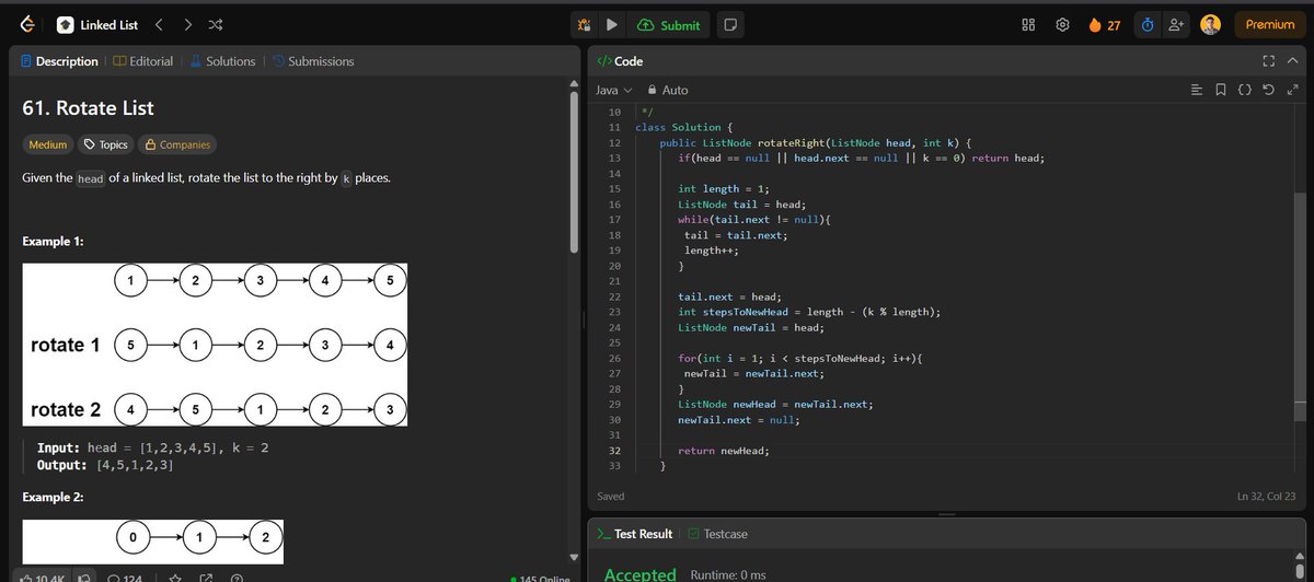 surajshinde_87's tweet photo. Day 30 of my #DSAChallenge
π Month-End Sprint β Reviewing All Core Topics
Solved
@LeetCode
#24
#13
#61
#12
#3423
Wrapped up Month 1 strong β on to the next! πͺπ₯
#Day30 #LeetCode #Java #SurajShinde #ProblemSolving #100DaysOfCode #CodingJourney #DSA #LogicBuilding #DailyDSA https://t.co/2UURU7rl9Y