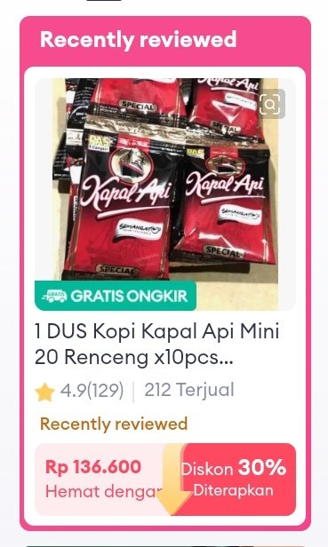 lifya_22's tweet photo. Motong koin 30% + voucher diskon
Jadi murah banget..

Aku nemu promo menarik di Lazada nih. Yuk coba lihat!
Nama Produk:  1 DUS Kopi Kapal Api Mini 20 Renceng x10pcs 6,5gram
 https://t.co/BA0wq6ZMrU https://t.co/XtPv6Nu4WI