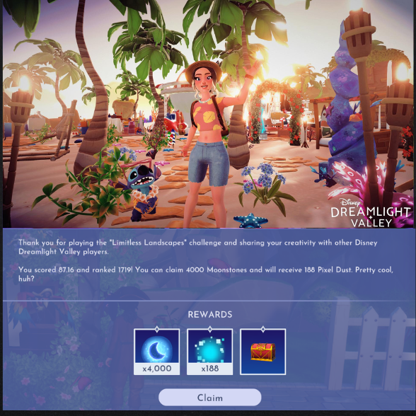 Snowwolfess's tweet photo. Limitless Landscapes - a Snap I made with a pre-existing build. I'm proud of this one honestly. Minimal effort and amazing results. 😎
@DisneyDLV #dreamsnaps #4kclub #DisneyDreamlightValley #stitch #summer https://t.co/O2nXqQobCK