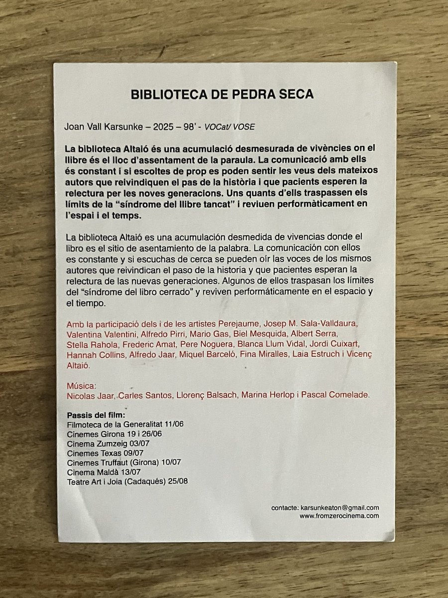 Toni Vall (@tonivall) on Twitter photo S’ha estrenat a la <a href="/filmotecacat/">Filmoteca Catalunya</a> l’assaig fílmic BIBLIOTECA DE PEDRA SECA, de <a href="/karsunkeaton/">Karsunkeaton Films</a> sobre la figura polièdrica i lluminosa de Vicenç Altaió i tota la poètica que l’acompanya sempre. Aviat a <a href="/Cinemes_Girona/">Cinemes Girona BCN</a> <a href="/EspaiTexasBcn/">Espai Texas</a> <a href="/cinemamalda/">Cinema Maldà 📽</a> <a href="/CinemaTruffaut/">Cinema Truffaut</a> S’ha estrenat a la <a href="/filmotecacat/">Filmoteca Catalunya</a> l’assaig fílmic BIBLIOTECA DE PEDRA SECA, de <a href="/karsunkeaton/">Karsunkeaton Films</a> sobre la figura polièdrica i lluminosa de Vicenç Altaió i tota la poètica que l’acompanya sempre. Aviat a <a href="/Cinemes_Girona/">Cinemes Girona BCN</a> <a href="/EspaiTexasBcn/">Espai Texas</a> <a href="/cinemamalda/">Cinema Maldà 📽</a> <a href="/CinemaTruffaut/">Cinema Truffaut</a>