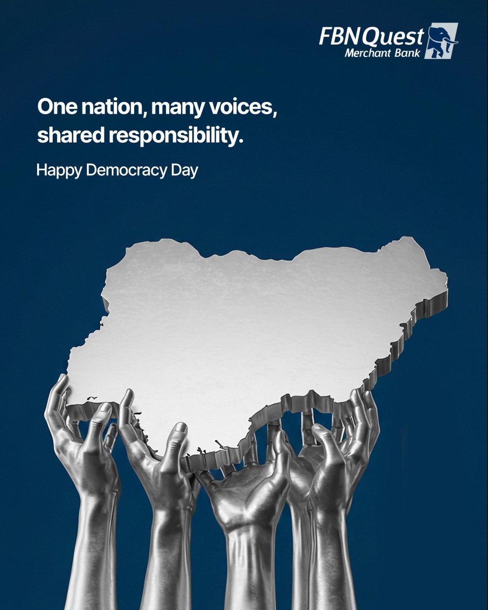 Democracy is not just a system; it’s our collective voice. Today, we celebrate the strength of the people.
Happy Democracy Day, Nigeria! ✊🏽

#DemocracyDay #June12 #FBNQuestMB