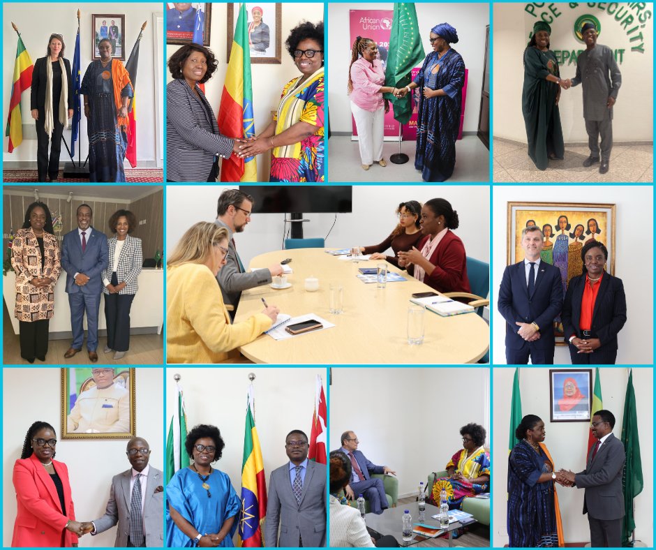 unwomenAU's tweet image. Our new Rep (AU &amp;amp; ECA) for @unwomenAU met with AUC officials (@AUC_PAPS , @AU_WGYD), AU Member State reps 🇱🇷🇹🇬🇸🇱🇹🇿🇳🇦, &amp;amp; development partners 🇮🇹🇧🇪🇬🇧🇩🇰 to reinforce collaboration on shared goals—from women's leadership to digital inclusion. A united push for #GEWE in Africa