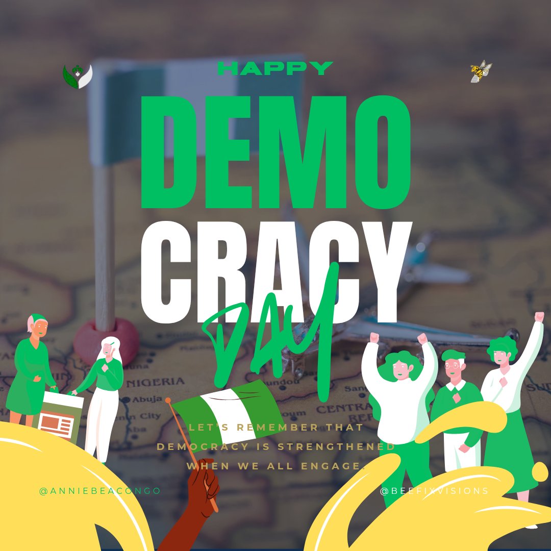 Let's remember that Democracy is strengthened when we all engage.
HAPPY DEMOCRACY DAY 🇳🇬

AnnieBeacon Girl Child Support Initiative (<a href="/anniebeacongo/">Annie Beacon Girl Child Initiative Foundation 🌍</a>)

#happydemocracyday #democracy #nigeria #beefixvisions #anniebeacongirlchildsupportinitiative