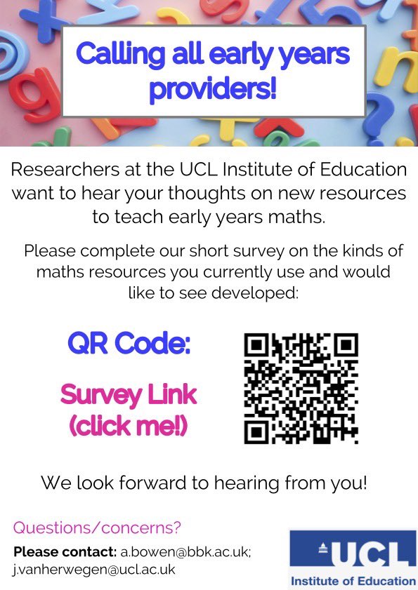 Are you a childminder or work in a nursery? Please complete our short questionnaire and help us to develop better maths resources #childminder #nursery #maths