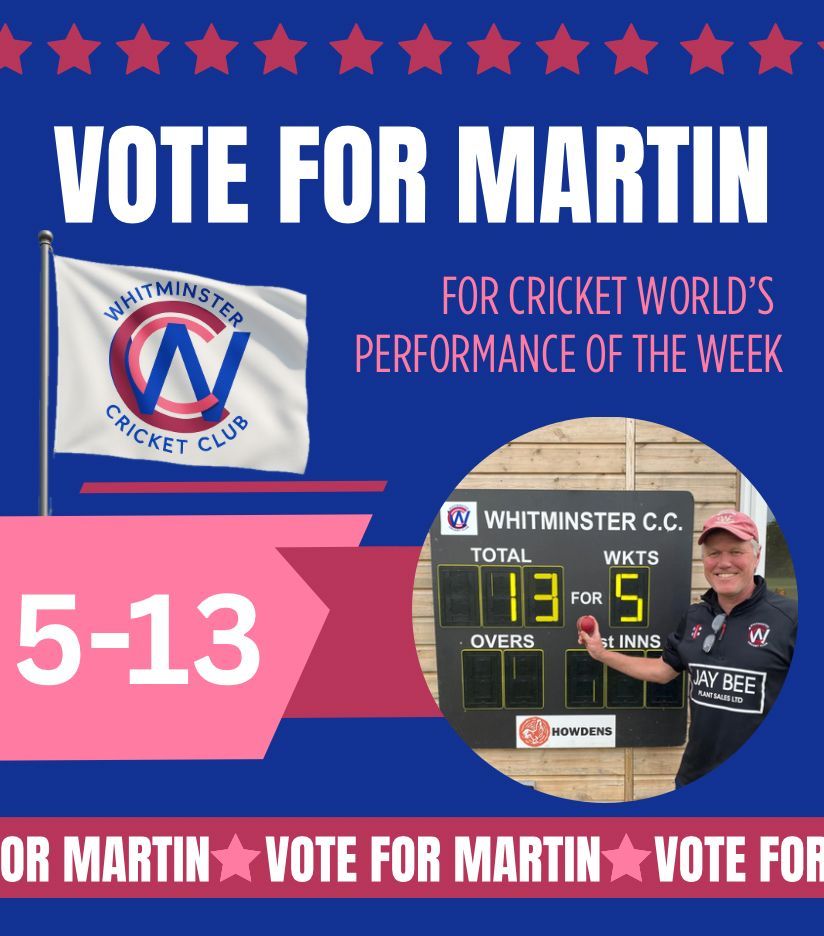 WOW! 🔥ANOTHER NOMINATION FOR WHIT CC🔥

We’re back with a new plea 🙏🏻

Martin McGill has been nominated for Cricket World’s Performance of the Week - taking 5 for 13! 

🗳️Please vote for Martin
⏩Please share widely

Let’s help him win that cap! 🧢 

bit.ly/4kMzZ4r