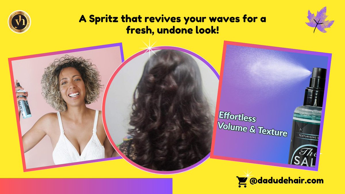 DaDudeyounghair's tweet image. Woke up late? No problem! 💨 A YH The Salt Water Spray spritz revives your waves for a fresh, undone look. ✨🌟 
#curlyhair #InstantRefresh #beachwaves