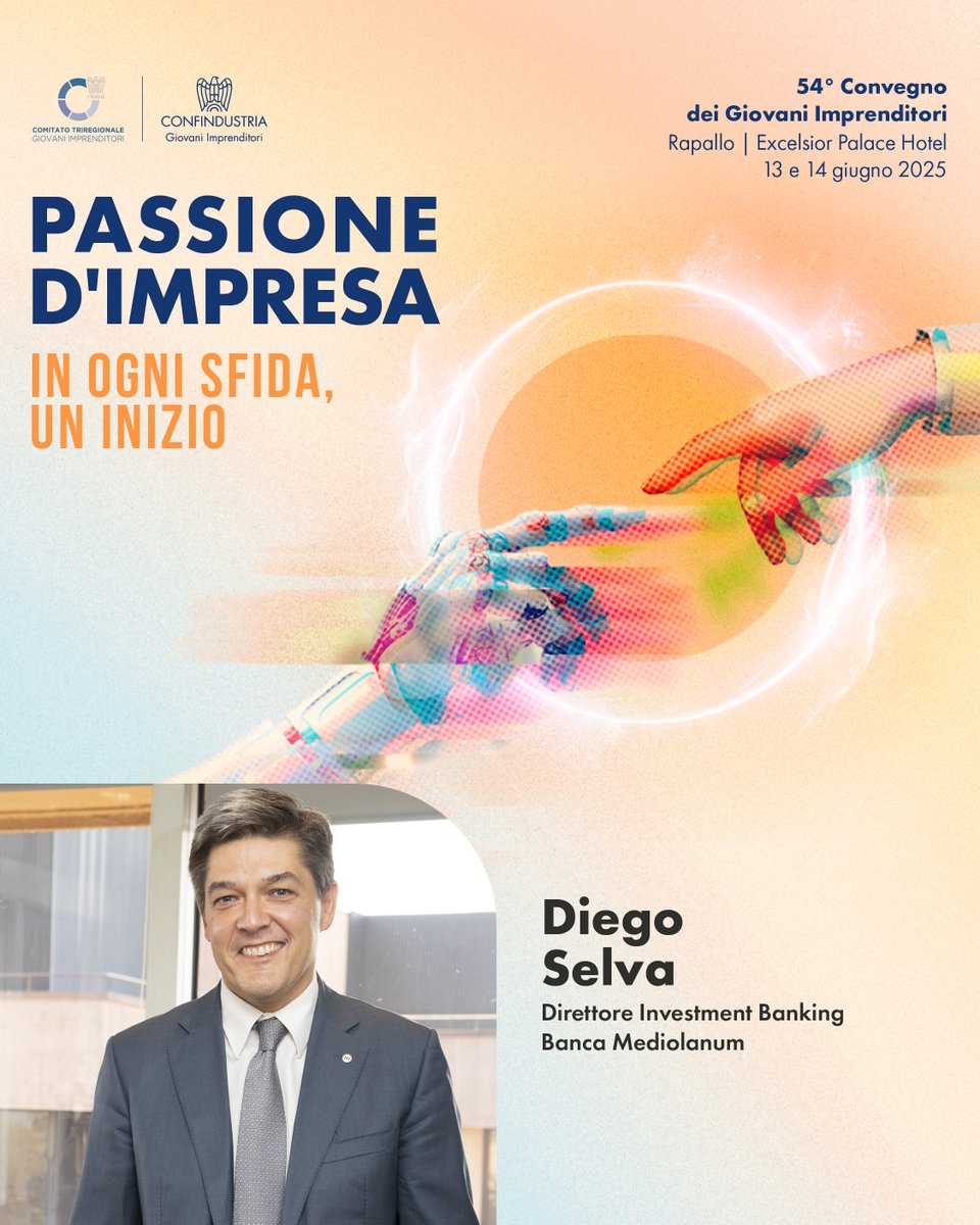 Anche quest’anno siamo al fianco di <a href="/GIConfindustria/">GI Confindustria</a>! Tra i protagonisti dell'incontro “Diventare grandi: mercati, investimenti, acquisizioni” ci sarà anche Diego Selva!

Appuntamento il 13/06, ore 16:10, segui la diretta: bmed.it/streamingconfi…

#MediolanumTalk #Rapallo25