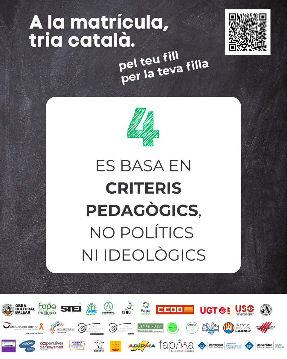 🫶Pel teu fill, per la teva filla
✅️A la matrícula, tria català 
Aprendre en català sempre suma, i és donar les mateixes oportunitats als nostres fills I filles.
#XarxaEducativaPerLaLlengua
#ALaMatrículaTriaCatalà
#AprendreEnCatalàSempreSuma