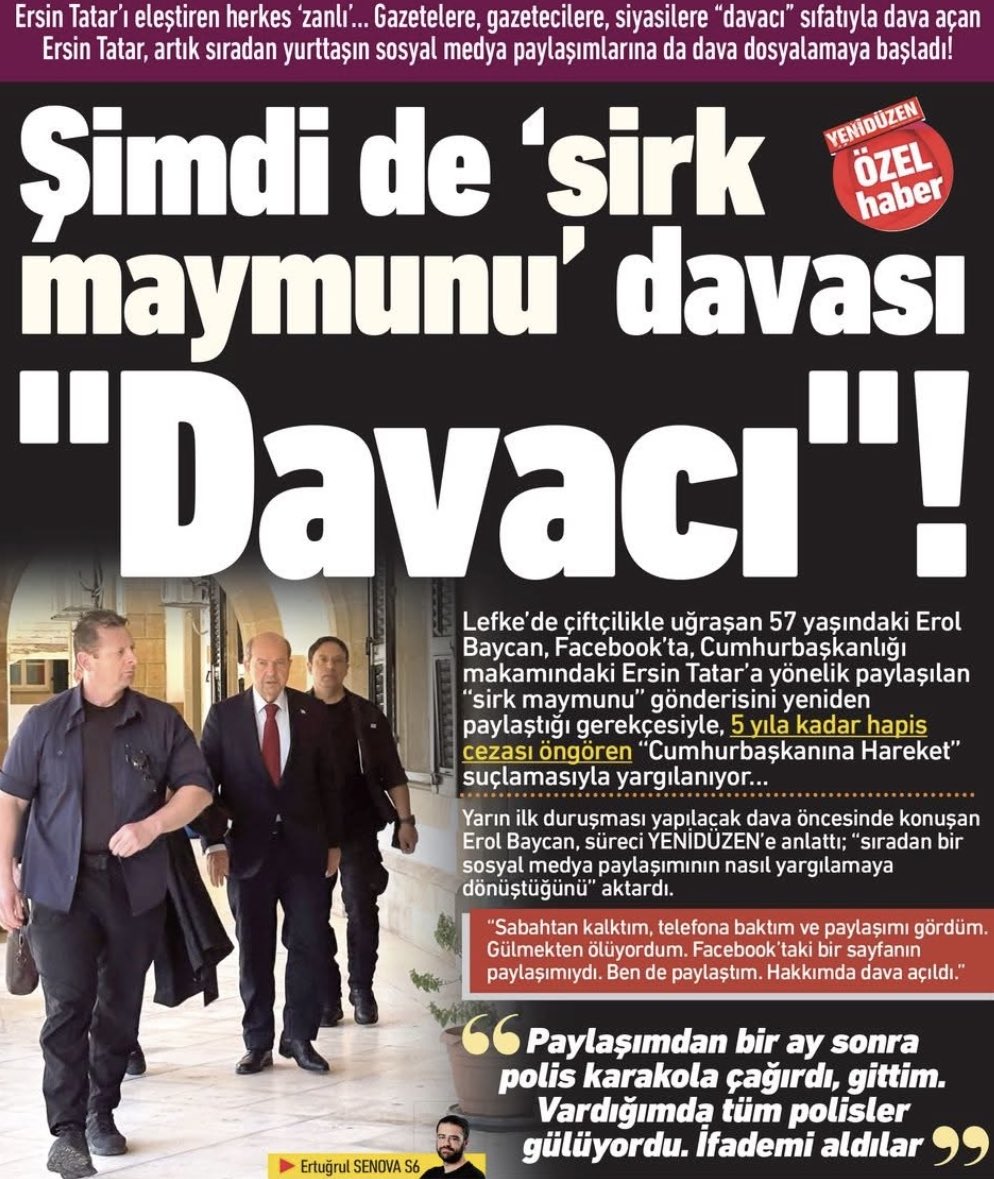 “Türkiye’de ne varsa Kıbrıs’ta da olacak” denmişti ya; sosyal medyada çıkan bir görseli paylaşan vatandaşa ‘cumhurbaşkanına hakaretten’ dava.. #kktc