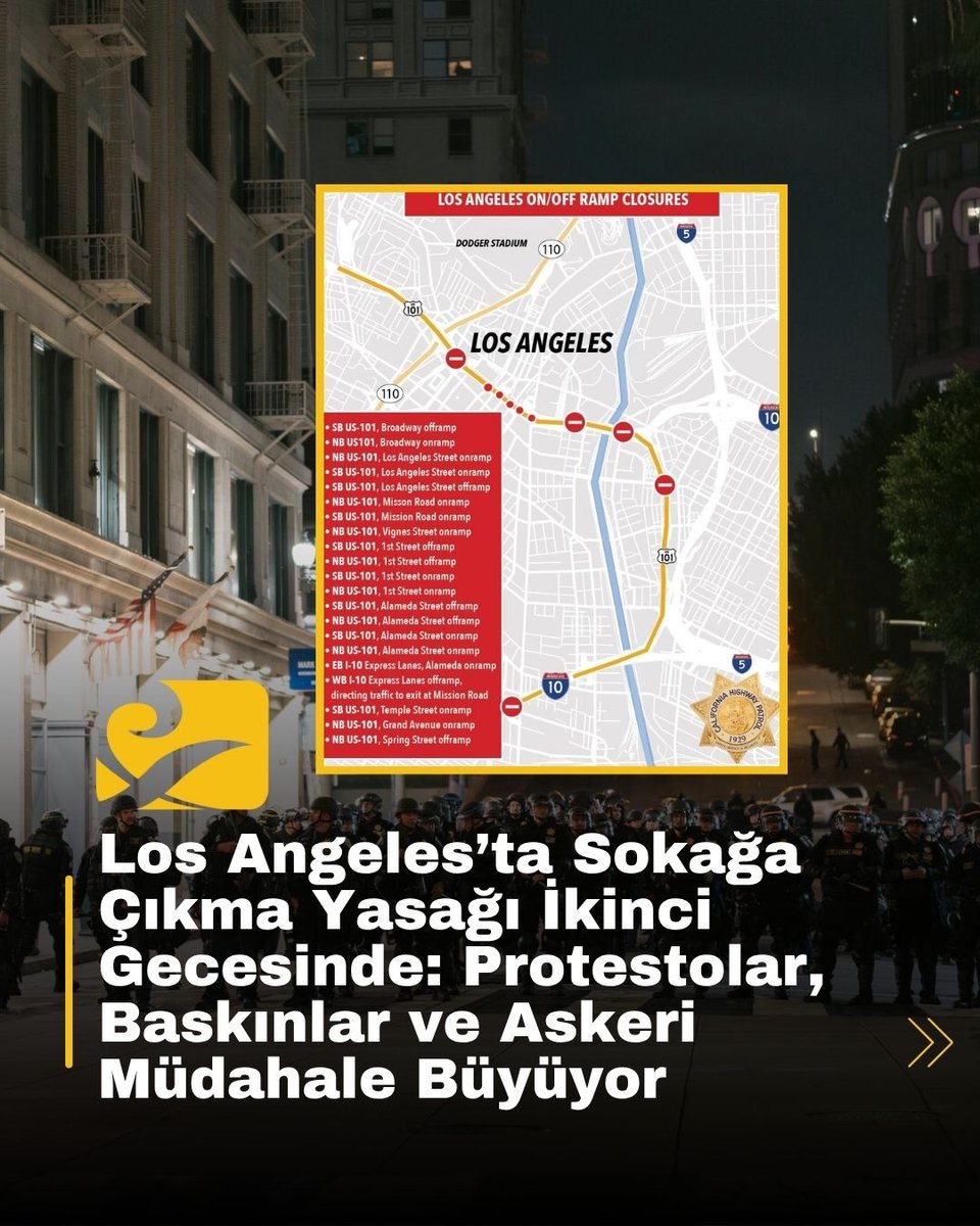 Los Angeles’ta sokağa çıkma yasağı ikinci gecesinde! Protestolar büyüyor, Milli Muhafızlar sokakta, ICE baskınları artıyor. LA alev alev! 🔥

alaturka.com/los-angelesta-…

Peki bu gidişat nereye varacak?

#LosAngeles #ICE