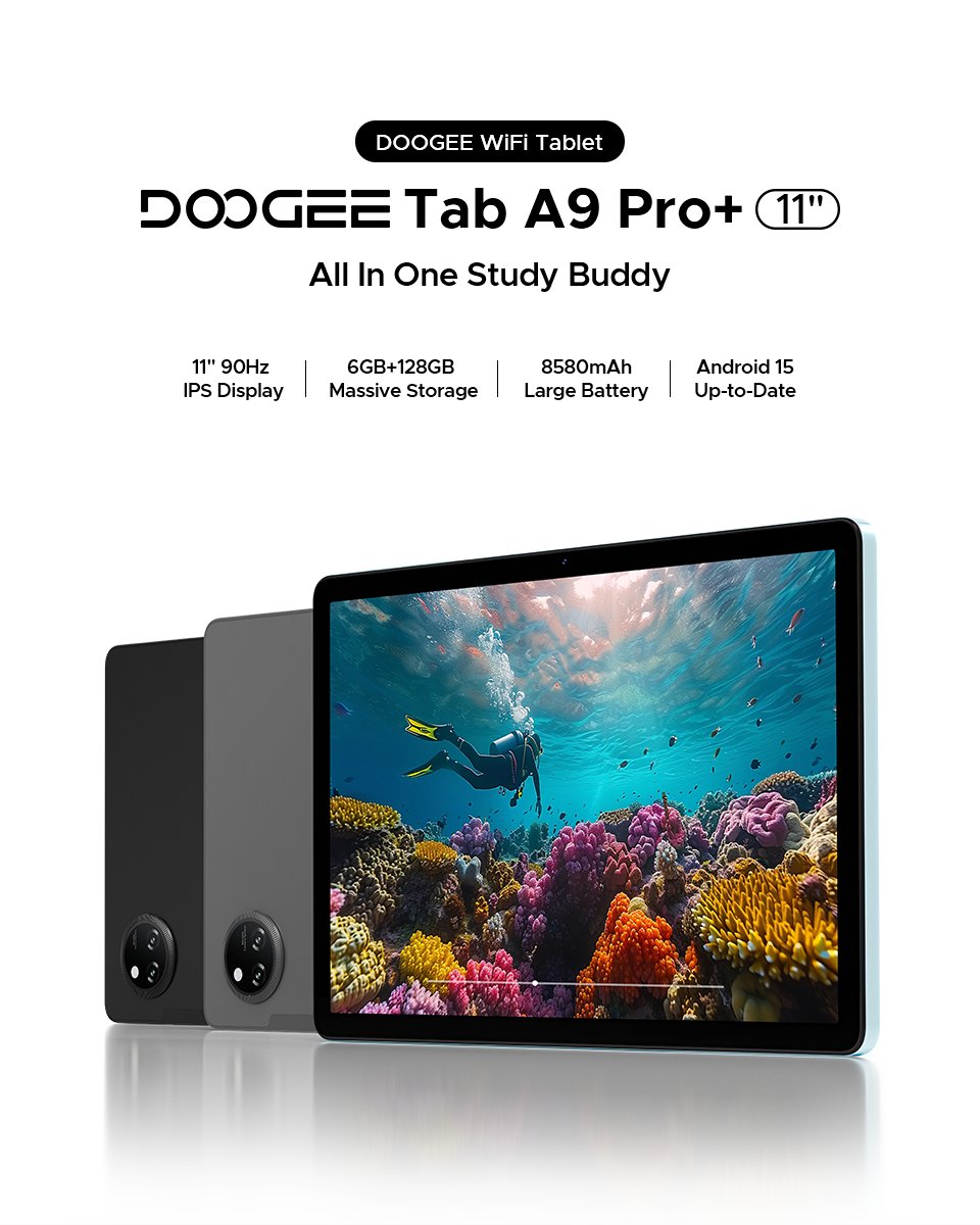DOOGEE Tablet Tab A9 Pro+ is available now.📷
This tablet integrates many cutting-edge features and is designed to meet the needs of students and lifelong learners. Whether it is used for online courses, academic research or daily learning tasks, A9 Pro+ can provide excellent