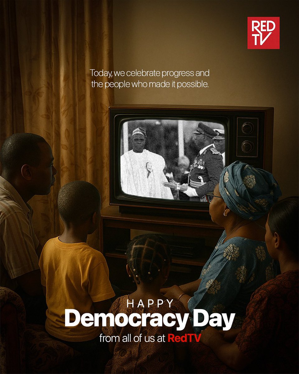 May our democracy continue to thrive, empowering every Nigerian to speak up, show up, and shape the future we all share.
Happy Democracy Day from all of us at REDTV. 🇳🇬

#RedTV #FeelTheHeat #DemocracyDay