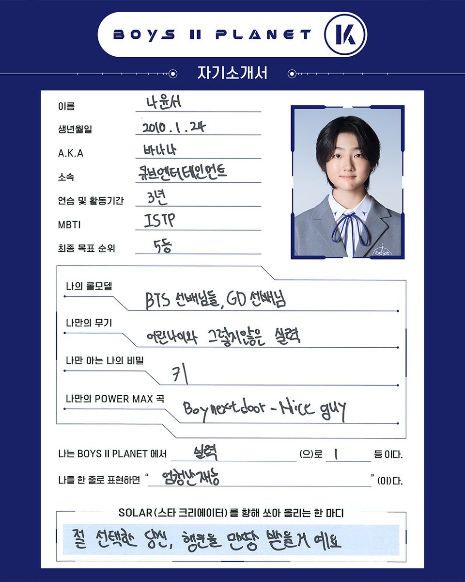 #BOYNEXTDOOR as BOYS II PLANET contestants' role models and Power Max songs! 🥹

– Kim Taejo named #TAESAN as his role model
– Jung Hyunjun named #WOONHAK as his role model
– Kim Daniel mentioned ‘Never Loved This Way Before’ as his Power Max song
– Na Yunseo mentioned ‘Nice Guy’