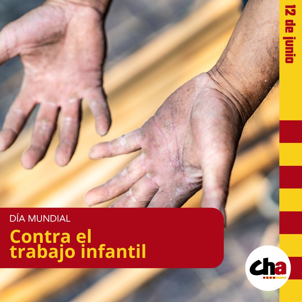 Chunta Aragonesista (@chunta) on Twitter photo 🌄 Buen día, Aragón!
📅 Hoy, 12 de junio, es el Día mundial contra el Trabajo infantil
Desde el año 2000, el trabajo infantil se ha reducido casi a la mitad, pero no se ha alcanzado el objetivo de eliminarlo en 2025
📲 Más info en la web de <a href="/UN/">United Nations</a>: un.org/es/observances… 🌄 Buen día, Aragón!
📅 Hoy, 12 de junio, es el Día mundial contra el Trabajo infantil
Desde el año 2000, el trabajo infantil se ha reducido casi a la mitad, pero no se ha alcanzado el objetivo de eliminarlo en 2025
📲 Más info en la web de <a href="/UN/">United Nations</a>: un.org/es/observances…