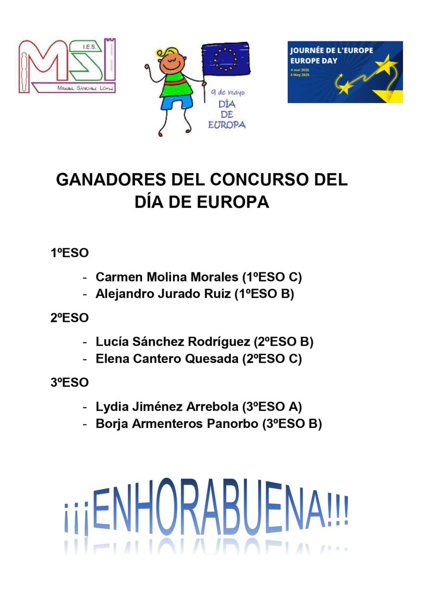 IESMiguelSL's tweet photo. Esta semana hemos repartido los premios del concurso que hicimos con motivo del Día de Europa. ¡Enhorabuena a los ganadores y gracias a todos por particiipar! https://t.co/Klpbndk2lU