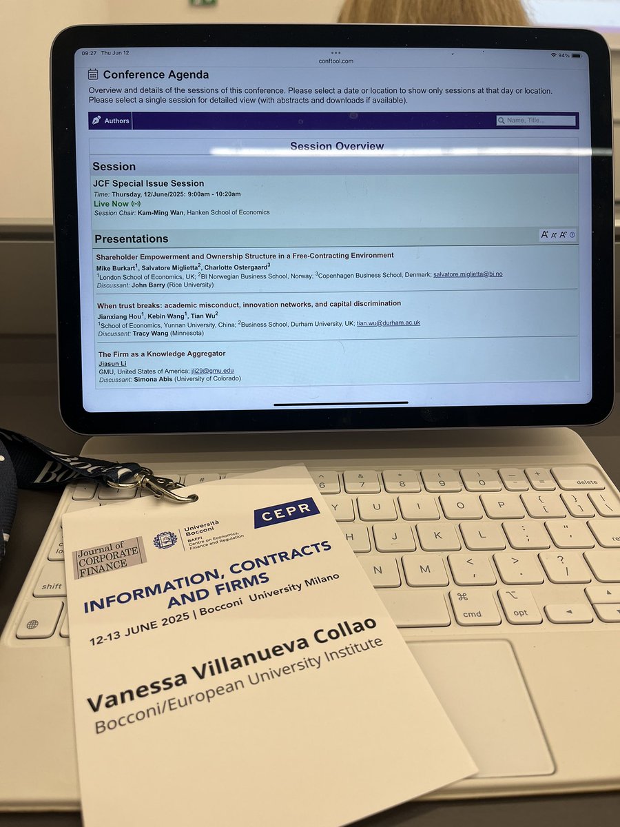 Journal of corporate finance, special issue kicks off! <a href="/Unibocconi/">Università Bocconi</a>