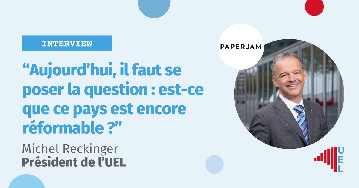 #interview
Michel Reckinger, Président de l'UEL, s'est adressé à Paperjam next pour alerter sur la situation économique du pays, la nécessité de vraies #réformes structurelles et celle de pouvoir dialoguer sur les sujets fondamentaux.
Le vrai danger n'est pas social mais