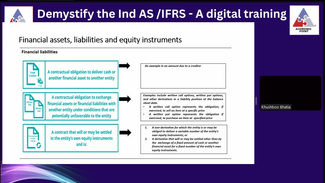 AchromicPoint's tweet image. 📢 On 12th June, Khushboo Bhatia, Deloitte India, shared key insights on Financial Instruments &amp;amp; FX under Ind AS at our Ind AS/IFRS Digital Training 8.0. #IndAS #IFRS