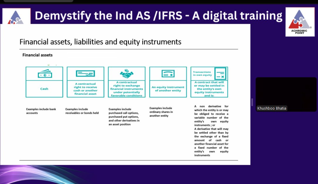 AchromicPoint's tweet image. 📢 On 12th June, Khushboo Bhatia, Deloitte India, shared key insights on Financial Instruments &amp;amp; FX under Ind AS at our Ind AS/IFRS Digital Training 8.0. #IndAS #IFRS