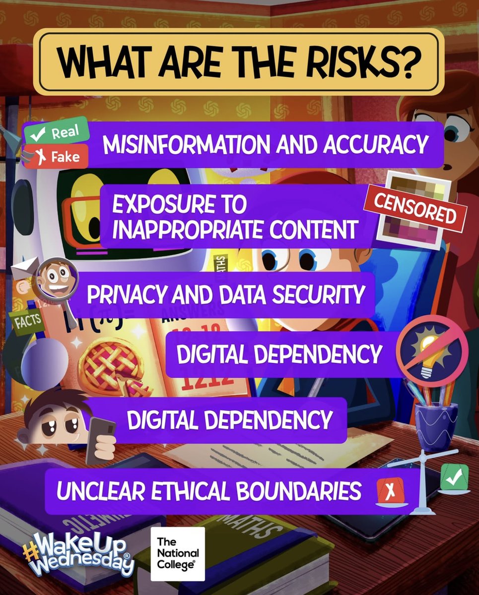 TrinityAcademyH's tweet image. 🚨AI is here to stay🚨 Generative AI is changing the way young people learn and play – but are they staying safe? Our free guide explores the #OnlineSafety risks and offers top tips for parents and educators 🛡🤖