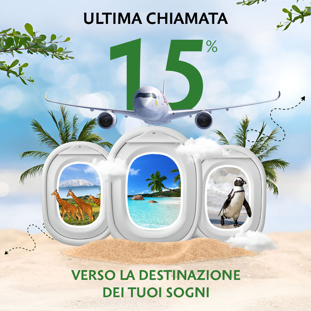 FlyEthiopianItaly (@ethiopianitaly) on Twitter photo Ultimi giorni per risparmiare e volare lontano!
<a href="/flyethiopian/">Ethiopian Airlines</a> ti offre il 15% di sconto su tutte le sue destinazioni.
✈️ Scopri, esplora, prenota → bit.ly/ET15OFF
#FlyEthiopian #africa #specialoffer Ultimi giorni per risparmiare e volare lontano!
<a href="/flyethiopian/">Ethiopian Airlines</a> ti offre il 15% di sconto su tutte le sue destinazioni.
✈️ Scopri, esplora, prenota → bit.ly/ET15OFF
#FlyEthiopian #africa #specialoffer