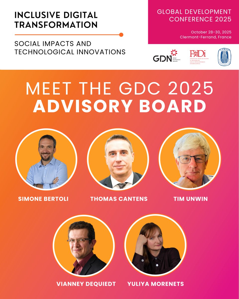 Global Development Network (@gdnint) on Twitter photo 🌍 Meet the Advisory Board of the Global Development Conference 2025!
Composed of leading experts in digital transformation and capacity building, the Advisory Board brings diverse regional and technical perspectives to the table.
This panel of experts plays a central role in 🌍 Meet the Advisory Board of the Global Development Conference 2025!
Composed of leading experts in digital transformation and capacity building, the Advisory Board brings diverse regional and technical perspectives to the table.
This panel of experts plays a central role in