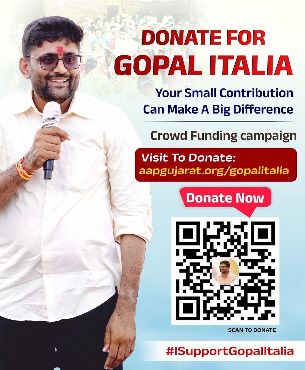 Donate for <a href="/Gopal_Italia/">Gopal Italia</a>
Your small contribution can make a big difference
<a href="/AamAadmiParty/">AAP</a> 
<a href="/ArvindKejriwal/">Arvind Kejriwal</a> 
<a href="/BhagwantMann/">Bhagwant Mann</a> 
<a href="/AAPRajasthan/">AAP Rajasthan</a> 
<a href="/AAPGujarat/">AAP Gujarat</a> 
<a href="/AAPDelhi/">Aam Aadmi Party Delhi</a> <a href="/AAPPunjab/">AAP Punjab</a> 
<a href="/msisodia/">Manish Sisodia</a> 
<a href="/AatishiAAP/">AatishiAAP</a> 
<a href="/AAPGangaNagr/">AAP-Ganganagar</a>