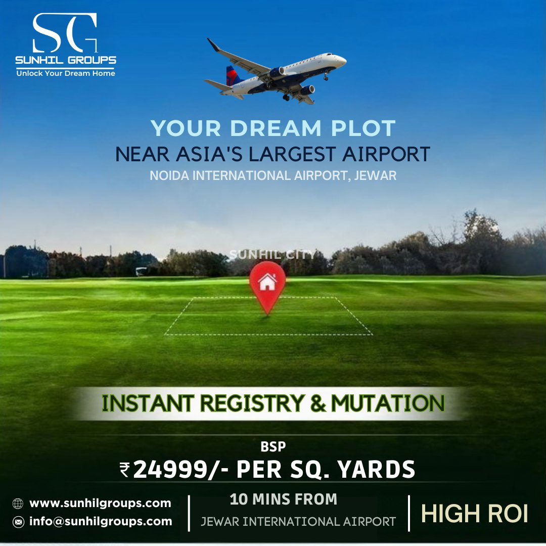 vantaraheritage's tweet image. Own Your Dream Plot Just 10 Minutes from Noida International Airport, Jewar – Instant Registry &amp;amp; Mutation | Starting at ₹24,999/- Per Sq. Yard | High ROI Guaranteed | SUNHIL CITY by Sunhil Groups

#SunhilCity #Jewarplot #sunhilcitynear #sunhilcityjewar #sunhilcityresidentialplot