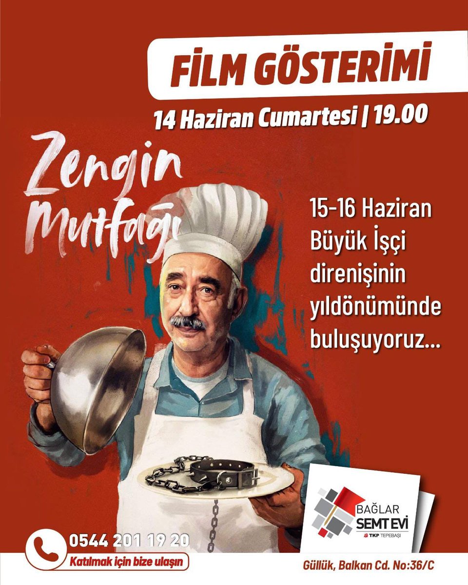 15-16 Haziran Büyük İşçi Direnişi'nin yıldönümünde, Bağlar Semt Evi'nde, film gösterimi için buluşuyoruz. Gösterime herkes davetlidir, katılmak için mesaj atabilirsiniz.