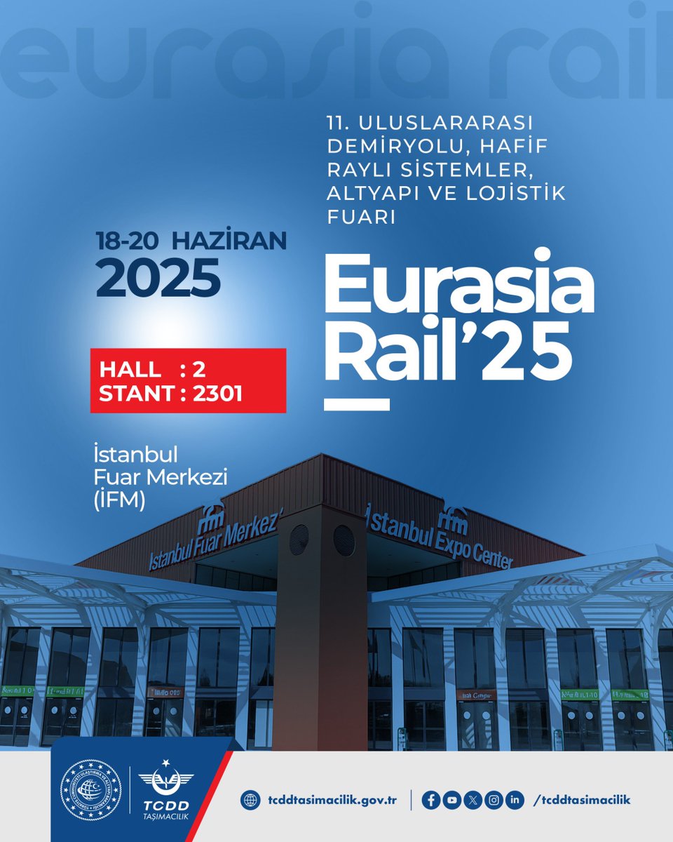🚅Türkiye’nin ilk ve tek raylı sistemler fuarı <a href="/EurasiaRail/">Eurasia Rail</a> için geri sayım başladı⏳

Biz büyük buluşma için hazırız!

Peki, siz demiryolu endüstrisinin geleceğine yön vermeye hazır mısınız?

Ziyaretçi Kaydı👇🏻
bit.ly/3FuDnBv 

🗓18-20 Haziran 2025
📍İstanbul Fuar