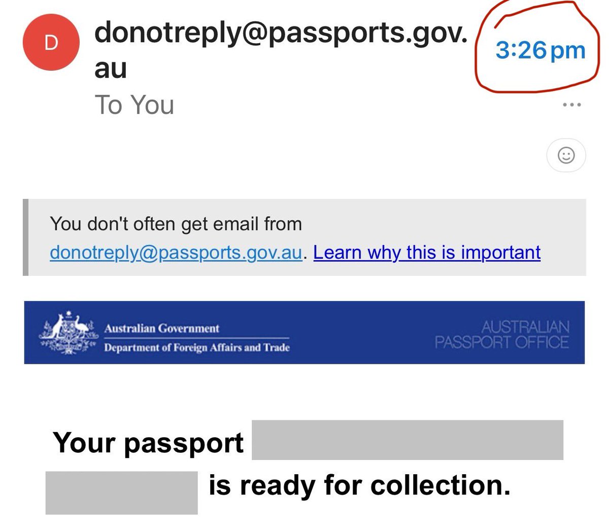 Amit Chakma π¦πΊπ¨π¦ (@profchakma) on Twitter photo Government Efficiency - Australia Style!
Citizenship granted: July 11, 6:45 PM
Passport Application Lodged:
July 12, 10:33 AM
Passport ready for pick up 5 hours later: July 12, 3:26 PM.
Thank you, Australian Passport Office!
<a href="/SenatorWong/">Senator Penny Wong</a> <a href="/PatrickGormanMP/">Patrick Gorman MP</a> Government Efficiency - Australia Style!
Citizenship granted: July 11, 6:45 PM
Passport Application Lodged:
July 12, 10:33 AM
Passport ready for pick up 5 hours later: July 12, 3:26 PM.
Thank you, Australian Passport Office!
<a href="/SenatorWong/">Senator Penny Wong</a> <a href="/PatrickGormanMP/">Patrick Gorman MP</a>