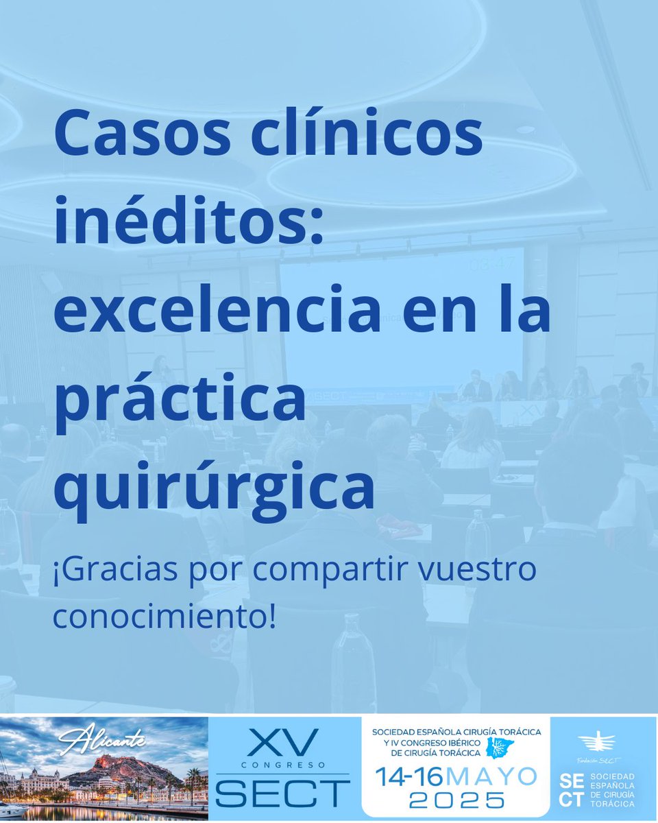 🟦 Casos clínicos inéditos: excelencia en la práctica quirúrgica

🏅 Reconocemos el talento clínico a través de los premios SECT a casos inéditos. Un homenaje a la precisión, creatividad y excelencia de nuestros especialistas en los quirófanos. 

¡Gracias por compartir vuestro