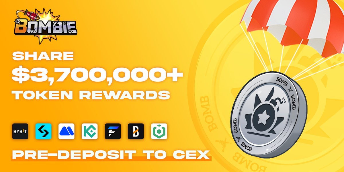 🔥  $BOMB Pre-Deposit Carnival Launching today! 🔥

Total rewards exceed $3,700,000+ across 7 top-tier CEXs!

Every CEX, different way to win — discover what each offers:
Exclusive airdrops | 2X $BOMB | Leaderboard rewards | No KYC | No trading fees  

Reward pool highlights:
-