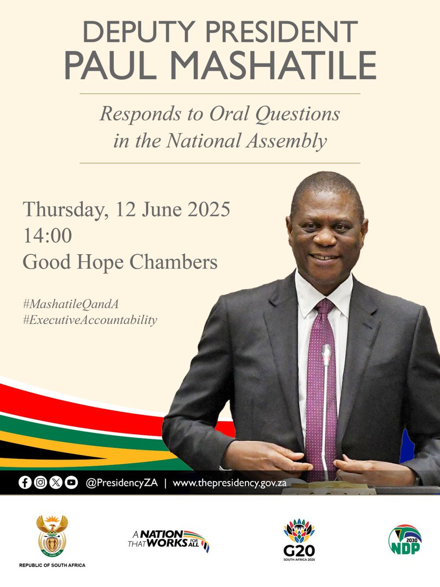 Later today I will be responding to Questions for Oral Reply from Members of Parliament in the National Assembly. 

The process of responding to question in the different Houses of Parliament is one of the tools Parliament uses to hold the Presidency and Executives accountable.