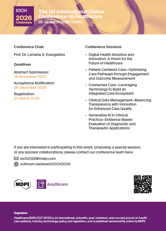 HealthcareMDPI_'s tweet image. The 1st International Online Conference on Healthcare is coming
Join the future of healthcare at #IOCH2026!
25–26 Mar 2026 | Online
Abstracts due: 26 Nov 2025
Free registration! :sciforum.net/event/IOCH2026
Explore innovations in #DigitalHealth #PatientCenteredCare #AI