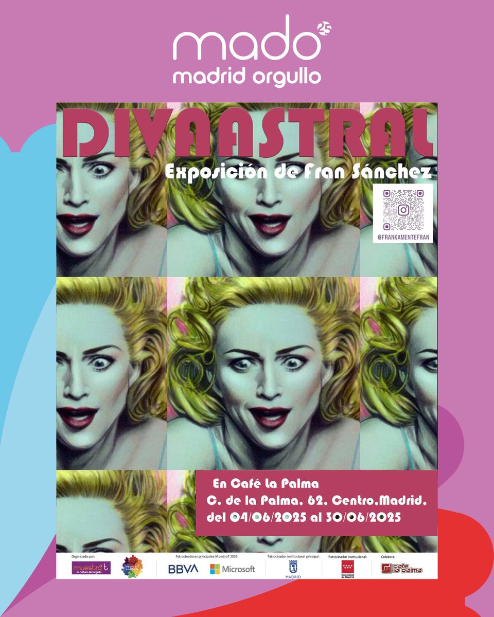 Ya podéis disfrutar en el Café de la Palma de la #exposicion "Divaastral", de @frankamentefran

madridorgullo.com/eventos/divaas…