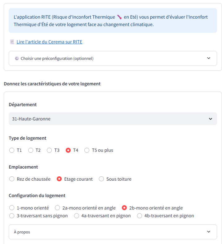 🌡️ Et si on ajoutait enfin le confort d’été dans le DPE ?

L’appli RITE 👉 inconfort-thermique.streamlit.app permet d’évaluer simplement le risque d’inconfort.
Le #DPE doit évoluer avec le climat.  #ConfortEté #DiagnosticImmobilier <a href="/CeremaCom/">Cerema</a>